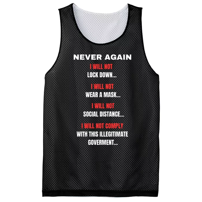 Never Again I Will Not Comply Cant Believe This Government Mesh Reversible Basketball Jersey Tank