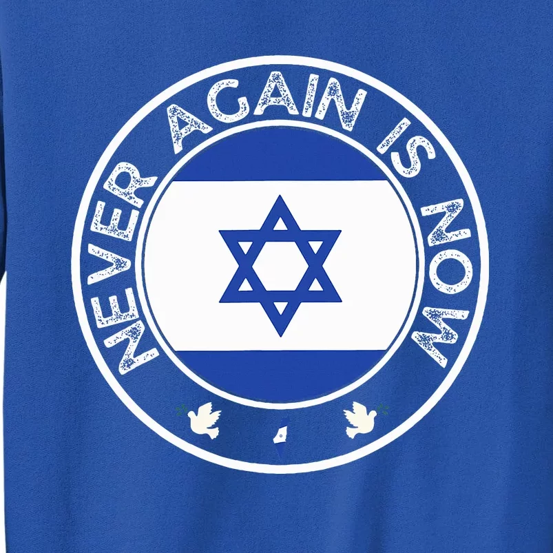 Never Again Is Now  Support for Jews and Israel Tall Sweatshirt