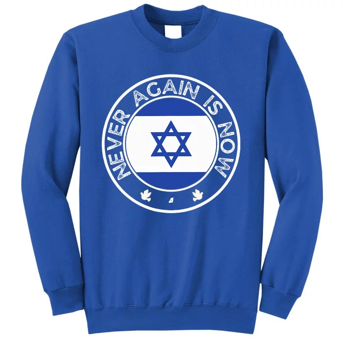 Never Again Is Now  Support for Jews and Israel Tall Sweatshirt