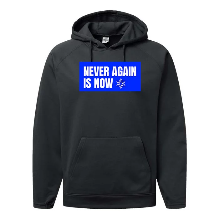 Never Again Is Now Jewish Israel Pride Am Yisrael Chai Performance Fleece Hoodie