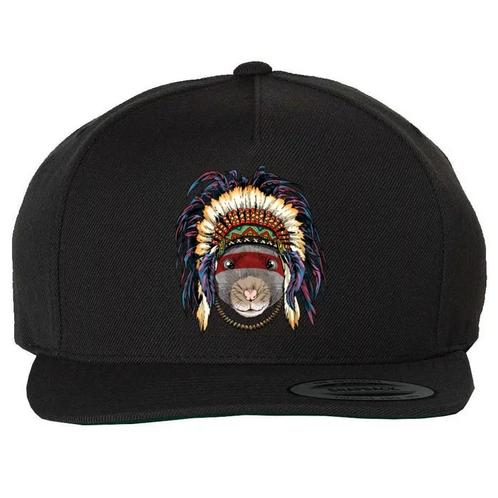 Native American Indian Rat Mouse Indigenous Peoples Day Gift Wool Snapback Cap