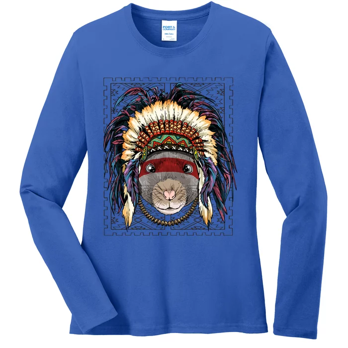 Native American Indian Rat Mouse Indigenous Peoples Day Gift Ladies Long Sleeve Shirt