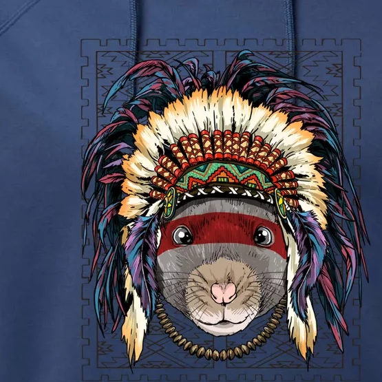 Native American Indian Rat Mouse Indigenous Peoples Day Gift Performance Fleece Hoodie