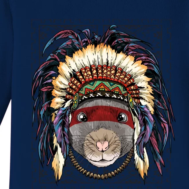 Native American Indian Rat Mouse Indigenous Peoples Day Gift Baby Long Sleeve Bodysuit