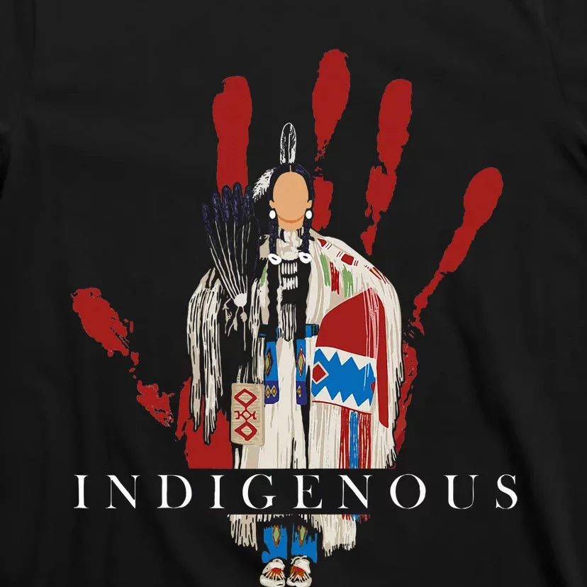 Native American Indigenous Red Hand Indian Blood Themed T-Shirt