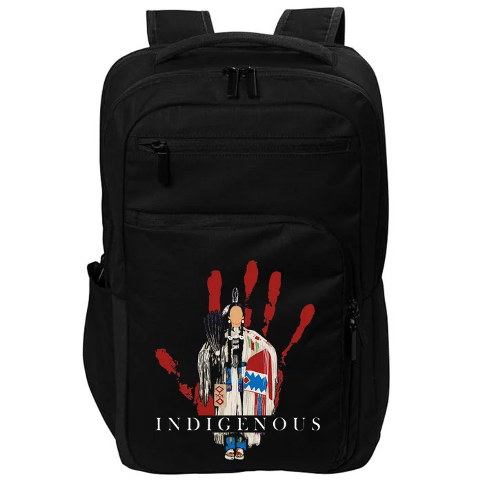 Native American Indigenous Red Hand Indian Blood Themed Impact Tech Backpack