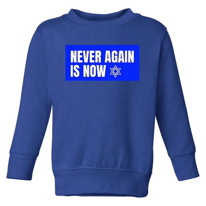 Never Again Is Now Jewish Israel Pride Am Yisrael Chai Toddler Sweatshirt