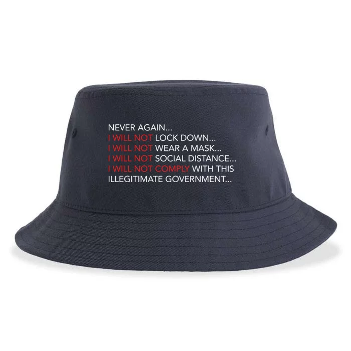 Never Again I Will Not Comply Cant Believe This Government Sustainable Bucket Hat