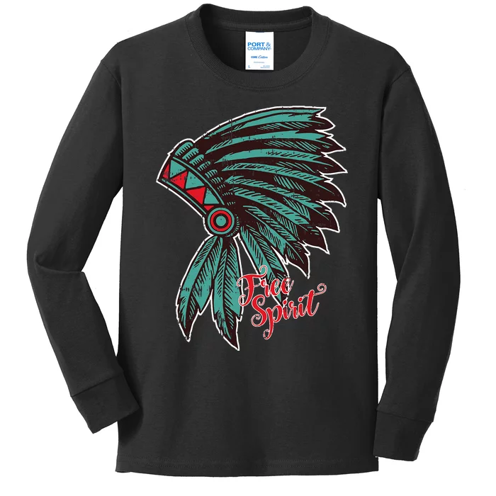 Native American Indian Free Spirit Awesome Halloween Gift Kids Long Sleeve Shirt