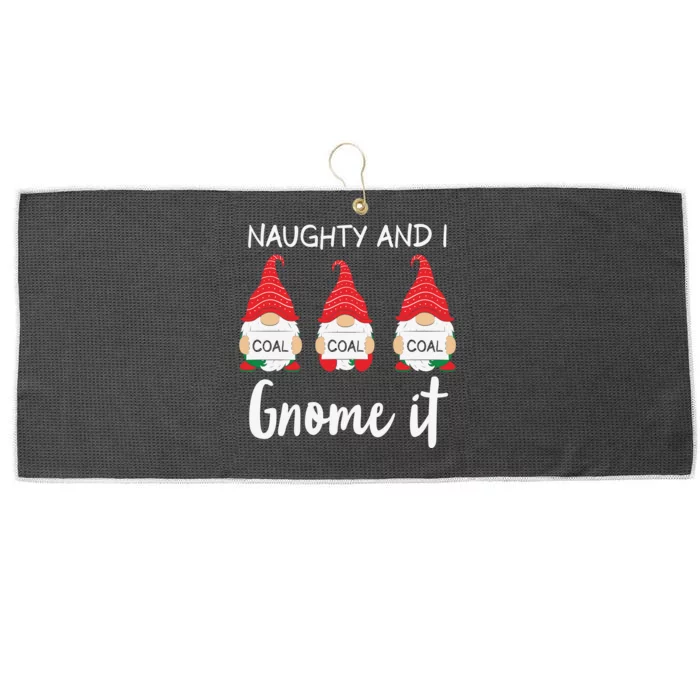 Naughty And I Gnome It Christmas Gnomes Large Microfiber Waffle Golf Towel