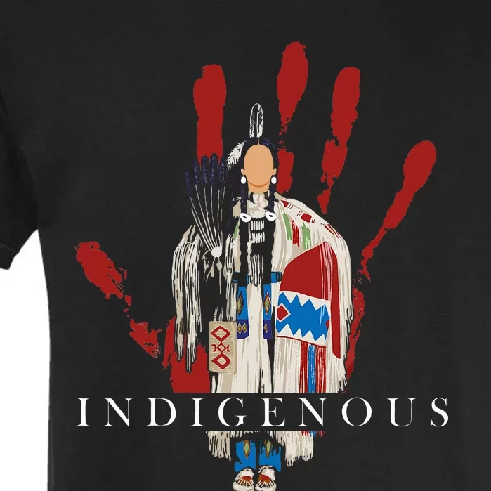 Native American Indigenous Red Hand Indian Blood Themed Garment-Dyed Heavyweight T-Shirt