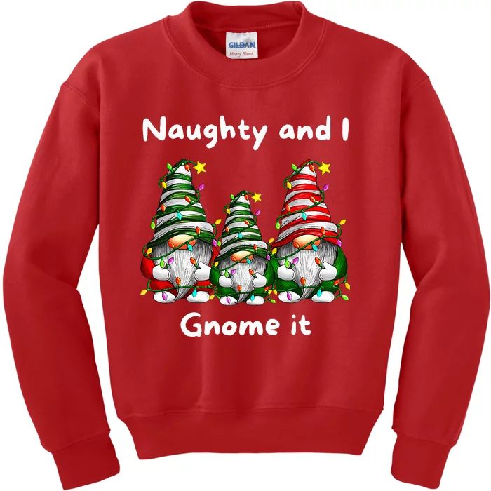 Naughty And I Gnome It Christmas Family Matching Pjs Gnome Kids Sweatshirt