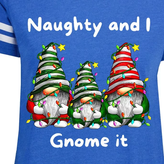 Naughty And I Gnome It Christmas Family Matching Pjs Gnome Enza Ladies Jersey Football T-Shirt