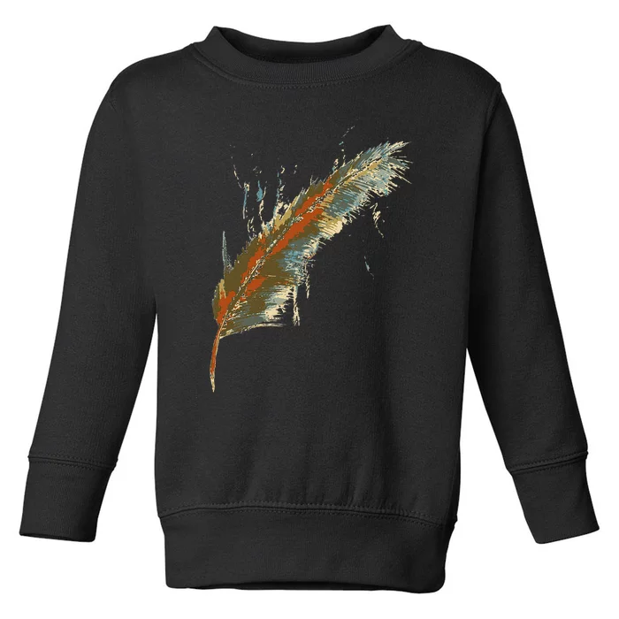 Native American Indian Watercolor Art Colorful Feather Toddler Sweatshirt