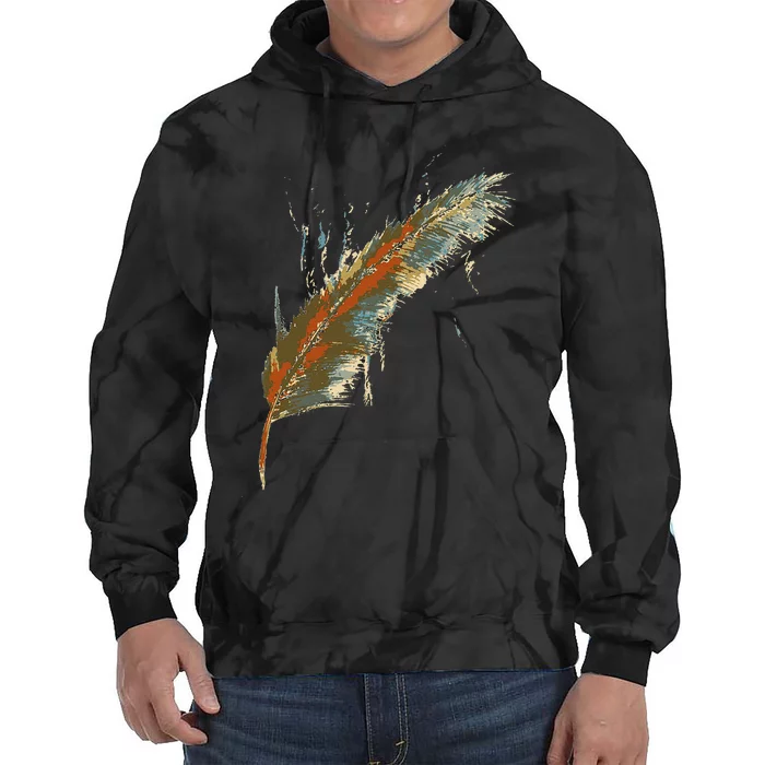 Native American Indian Watercolor Art Colorful Feather Tie Dye Hoodie