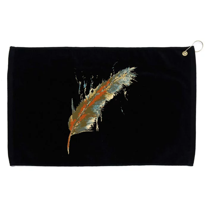 Native American Indian Watercolor Art Colorful Feather Grommeted Golf Towel