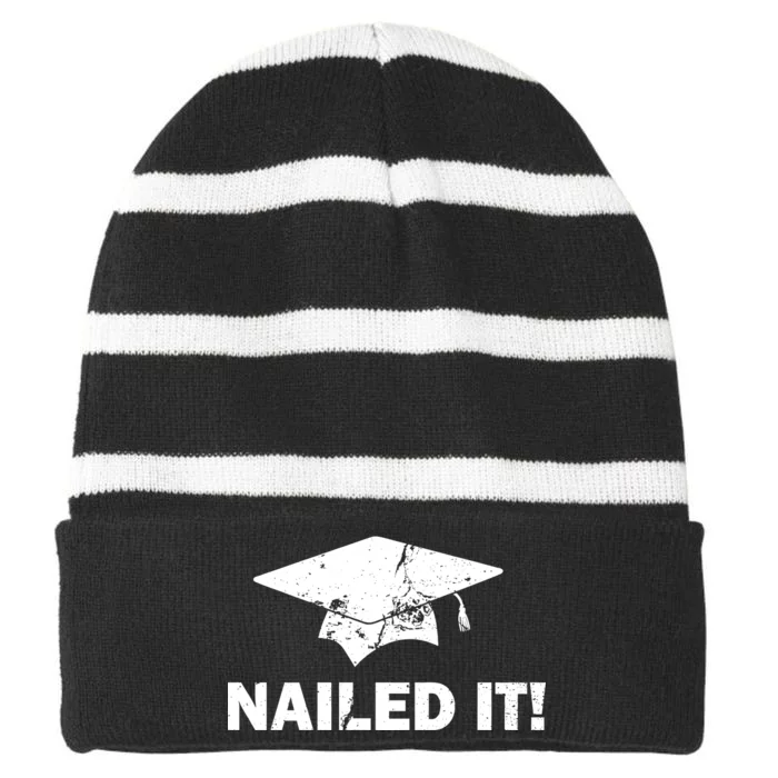 Nailed It Funny Graduation Striped Beanie with Solid Band