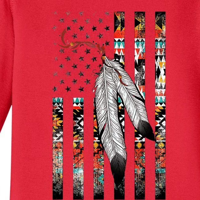 Native American Justice Day  Tribe Feather Flag Baby Long Sleeve Bodysuit