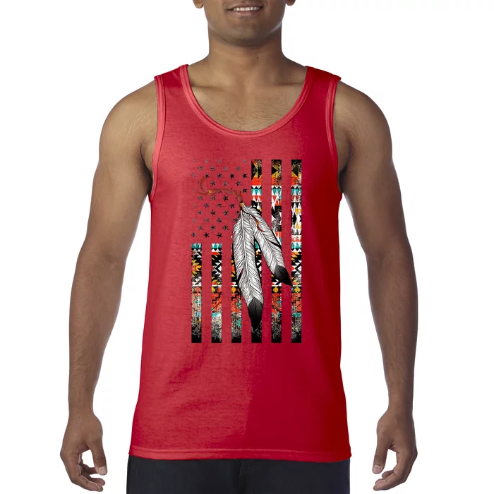 Native American Justice Day  Tribe Feather Flag Tank Top