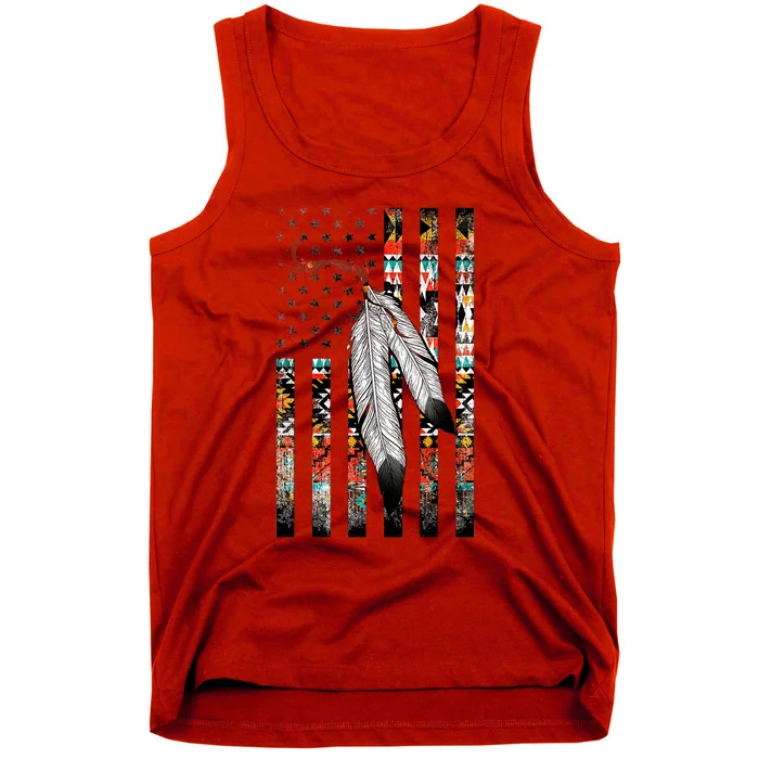 Native American Justice Day  Tribe Feather Flag Tank Top