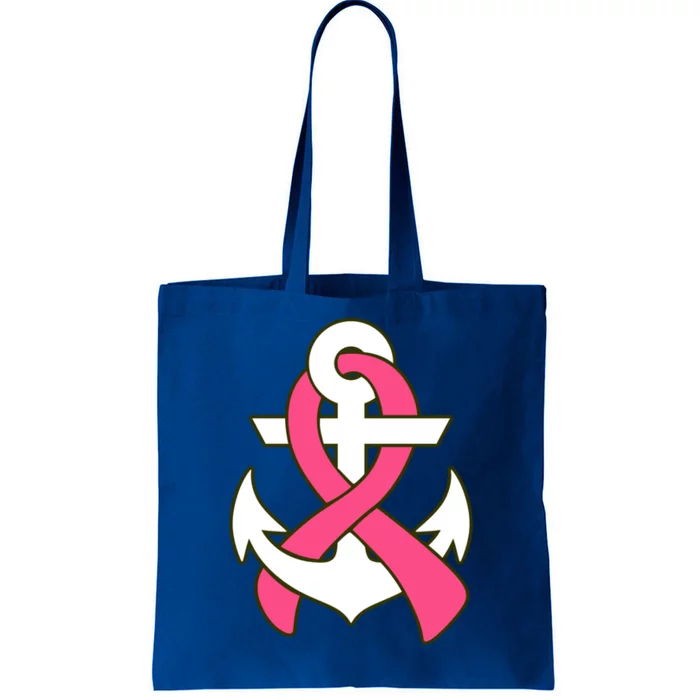 Nautical Anchor Jesus Cross Hope Pink Ribbon Breast Cancer Gift Tote Bag