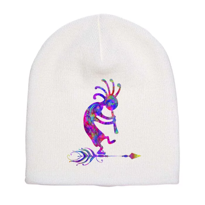 Native American Kokopelli With Feather 2 Fan Fun Short Acrylic Beanie