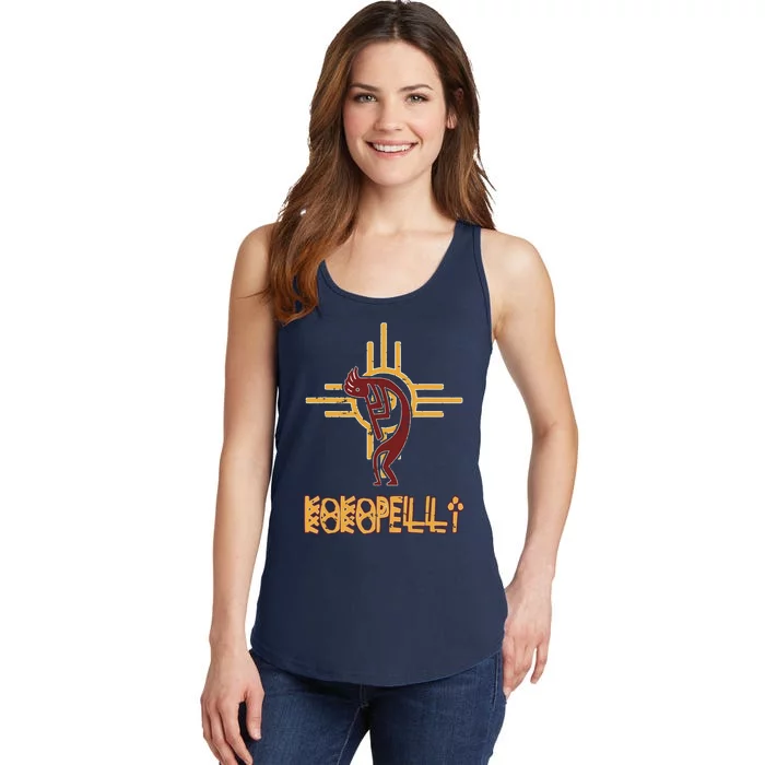 Native American Kokopelli Flute Player Sun Symbol Ladies Essential Tank