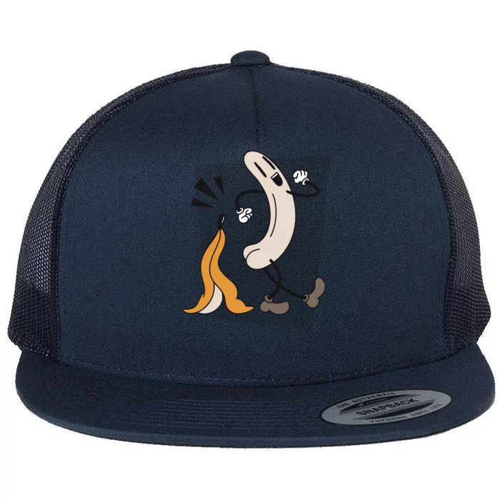 Naked Banana Retro Cartoon Flat Bill Trucker Hat