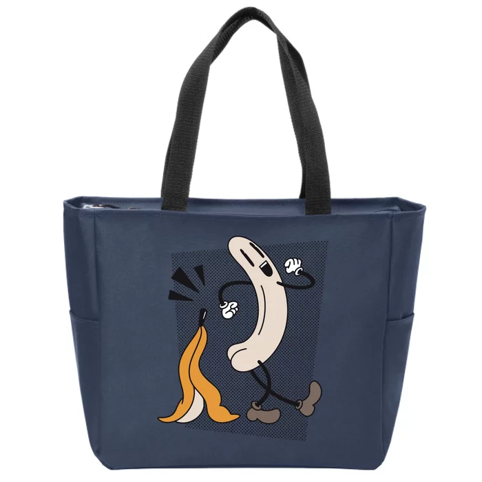 Naked Banana Retro Cartoon Zip Tote Bag