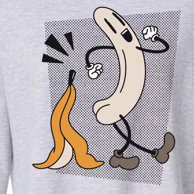 Naked Banana Retro Cartoon Cropped Pullover Crew