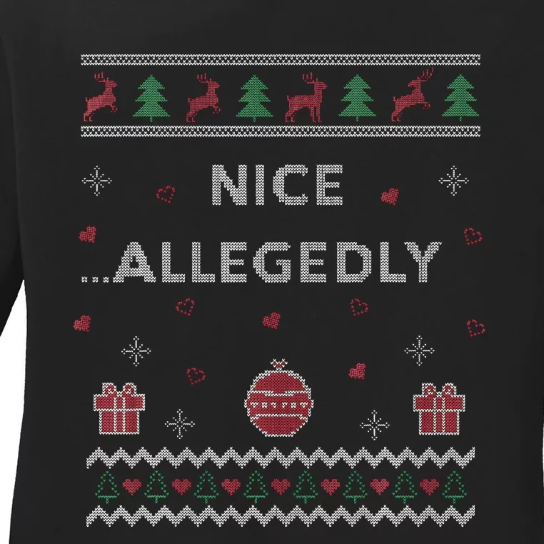 Nice Allegedly Lawyer Funny Attorney Ugly Christmas Ladies Long Sleeve Shirt