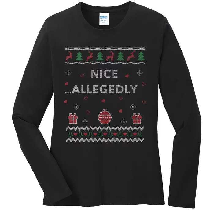 Nice Allegedly Lawyer Funny Attorney Ugly Christmas Ladies Long Sleeve Shirt