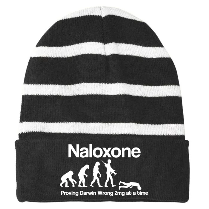 Naloxone Proving Darwin wrong 2 mg at a time Striped Beanie with Solid Band