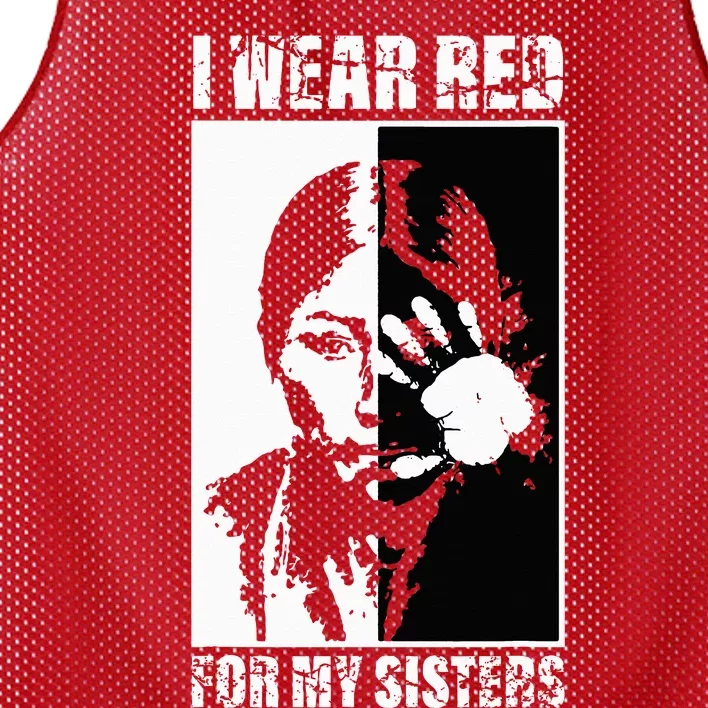 Native America MMIW Awareness I Wear Red For My Sisters Mesh Reversible Basketball Jersey Tank