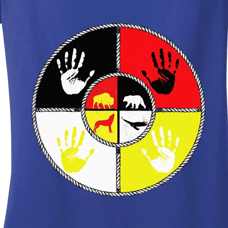 Native Americans Medicine Wheel Mmiw Women's V-Neck T-Shirt