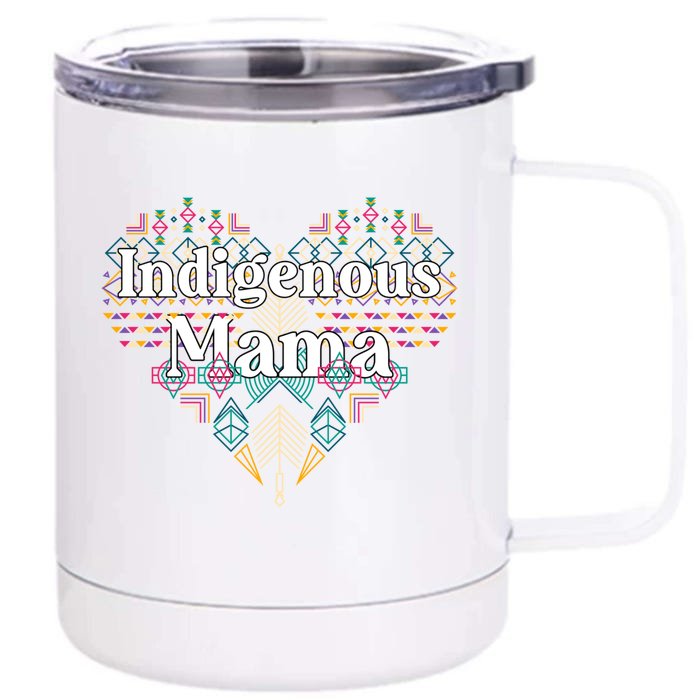 Native American Mom Aztec Heart Indigenous Mama Gift Front & Back 12oz Stainless Steel Tumbler Cup