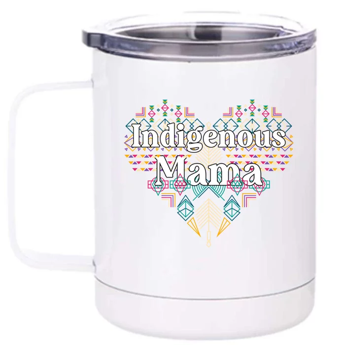 Native American Mom Aztec Heart Indigenous Mama Gift Front & Back 12oz Stainless Steel Tumbler Cup