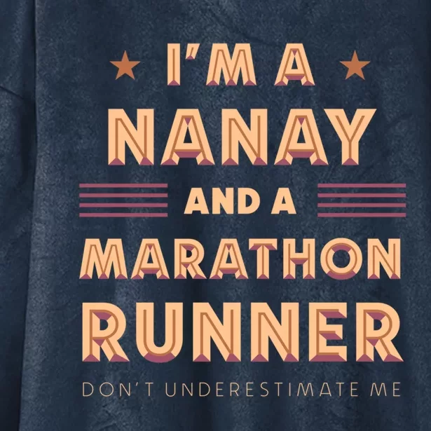 Nanay And Marathon Runner Funny Running Humor Sprinting Mom Gift Hooded Wearable Blanket