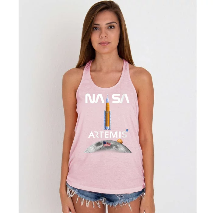 NASA Artemis Mission SLS Worm Insignia Women's Knotted Racerback Tank