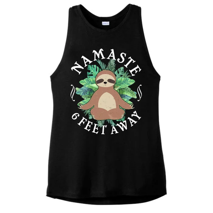 Namaste 6 Feet Away Meditating Sloth Ladies Tri-Blend Wicking Tank