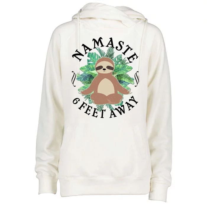 Namaste 6 Feet Away Meditating Sloth Womens Funnel Neck Pullover Hood