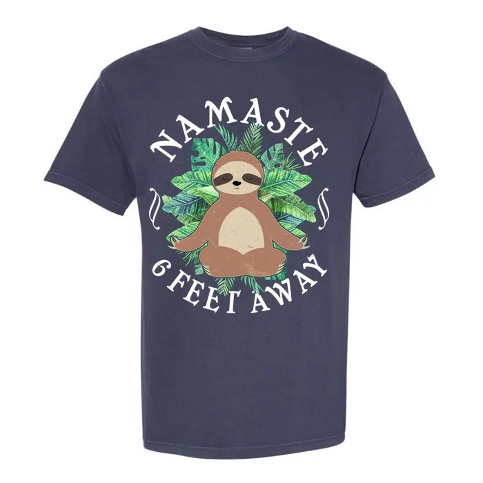 Namaste 6 Feet Away Meditating Sloth Garment-Dyed Heavyweight T-Shirt