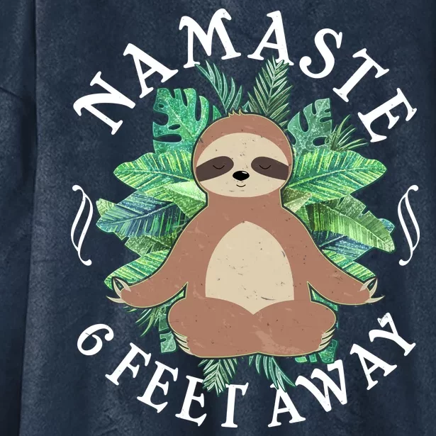 Namaste 6 Feet Away Meditating Sloth Hooded Wearable Blanket