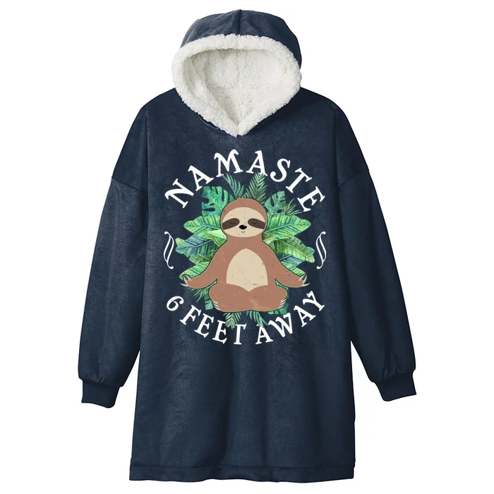 Namaste 6 Feet Away Meditating Sloth Hooded Wearable Blanket