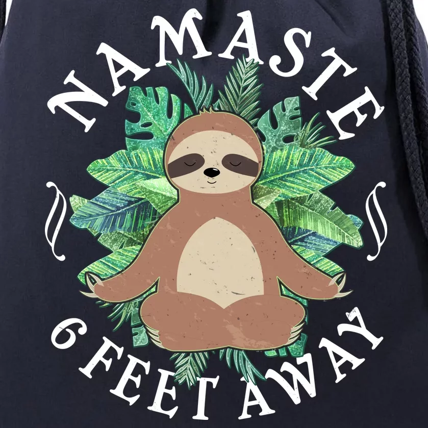 Namaste 6 Feet Away Meditating Sloth Drawstring Bag