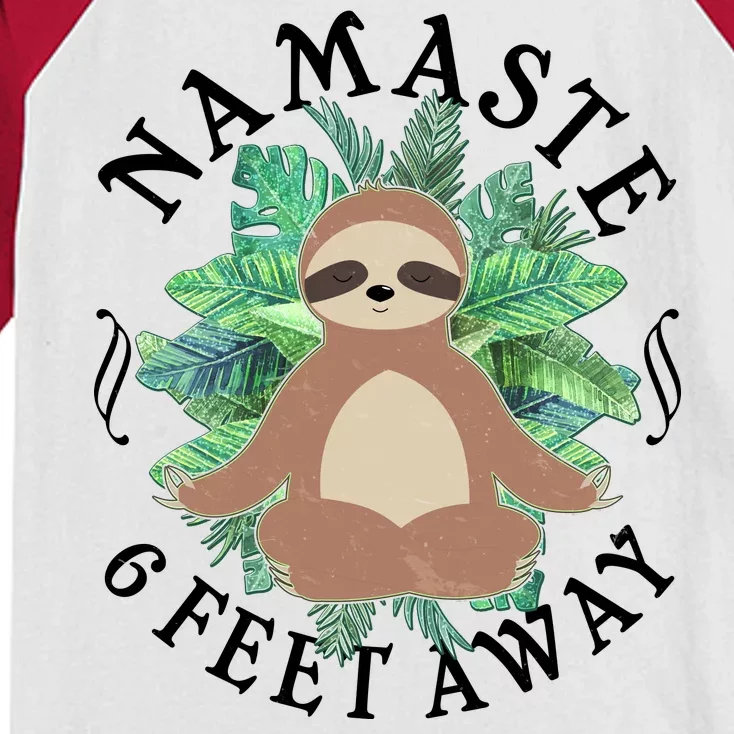 Namaste 6 Feet Away Meditating Sloth Kids Colorblock Raglan Jersey