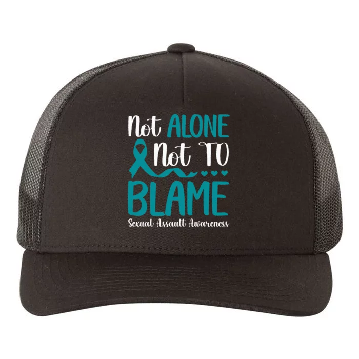 Not Alone Not To Blame Sexual Assault Awareness Teal Ribbon Yupoong Adult 5-Panel Trucker Hat