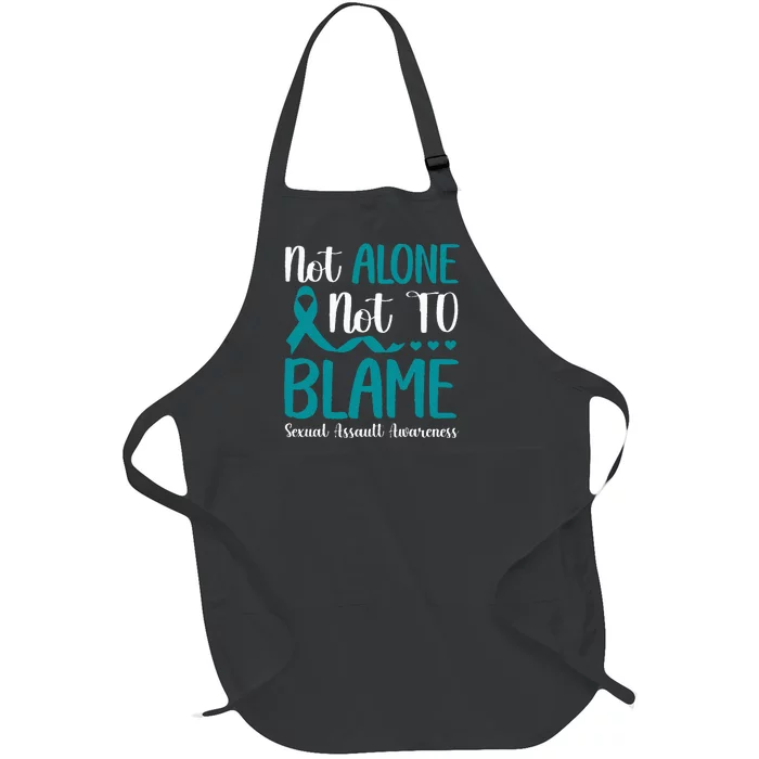 Not Alone Not To Blame Sexual Assault Awareness Teal Ribbon Full-Length Apron With Pocket