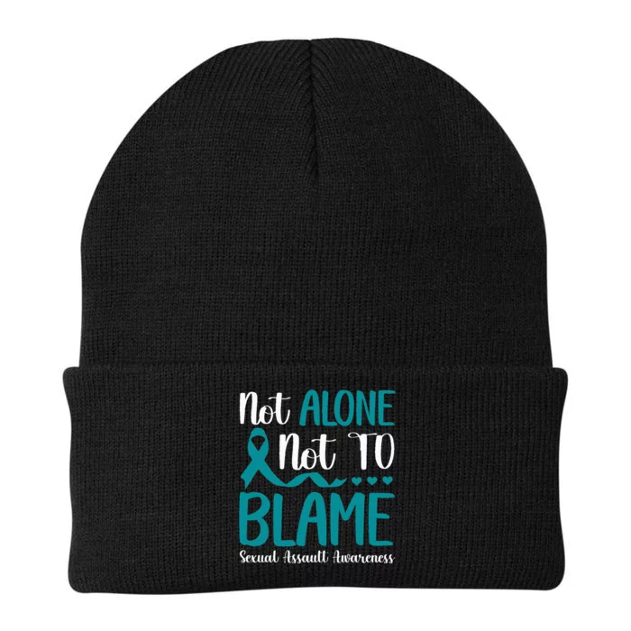 Not Alone Not To Blame Sexual Assault Awareness Teal Ribbon Knit Cap Winter Beanie