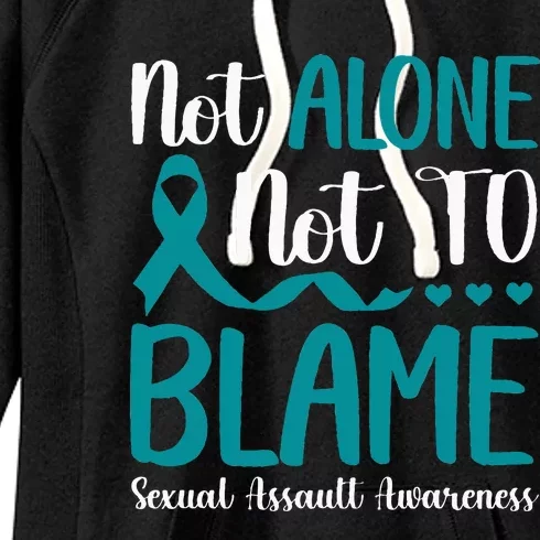 Not Alone Not To Blame Sexual Assault Awareness Teal Ribbon Women's Fleece Hoodie